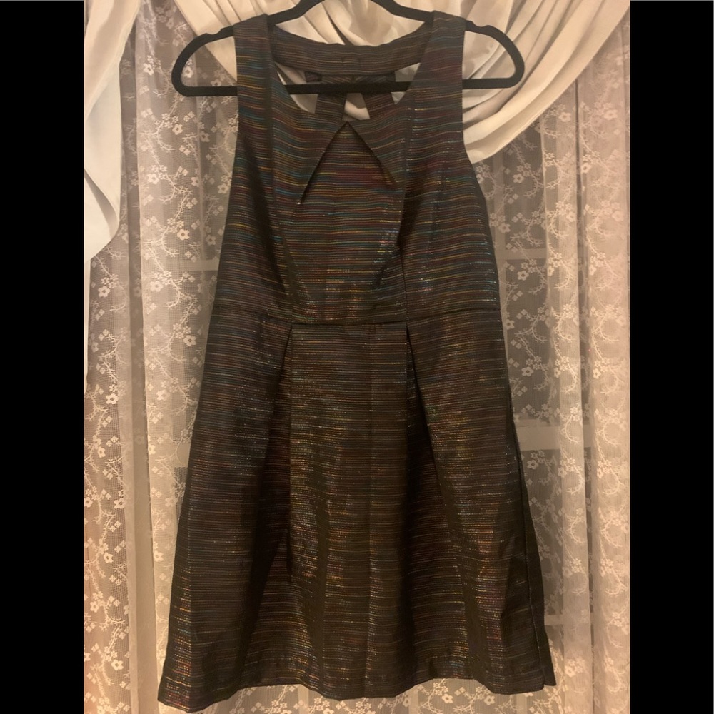 Black and Multicolored Shimmering ModCloth Dress With Bow